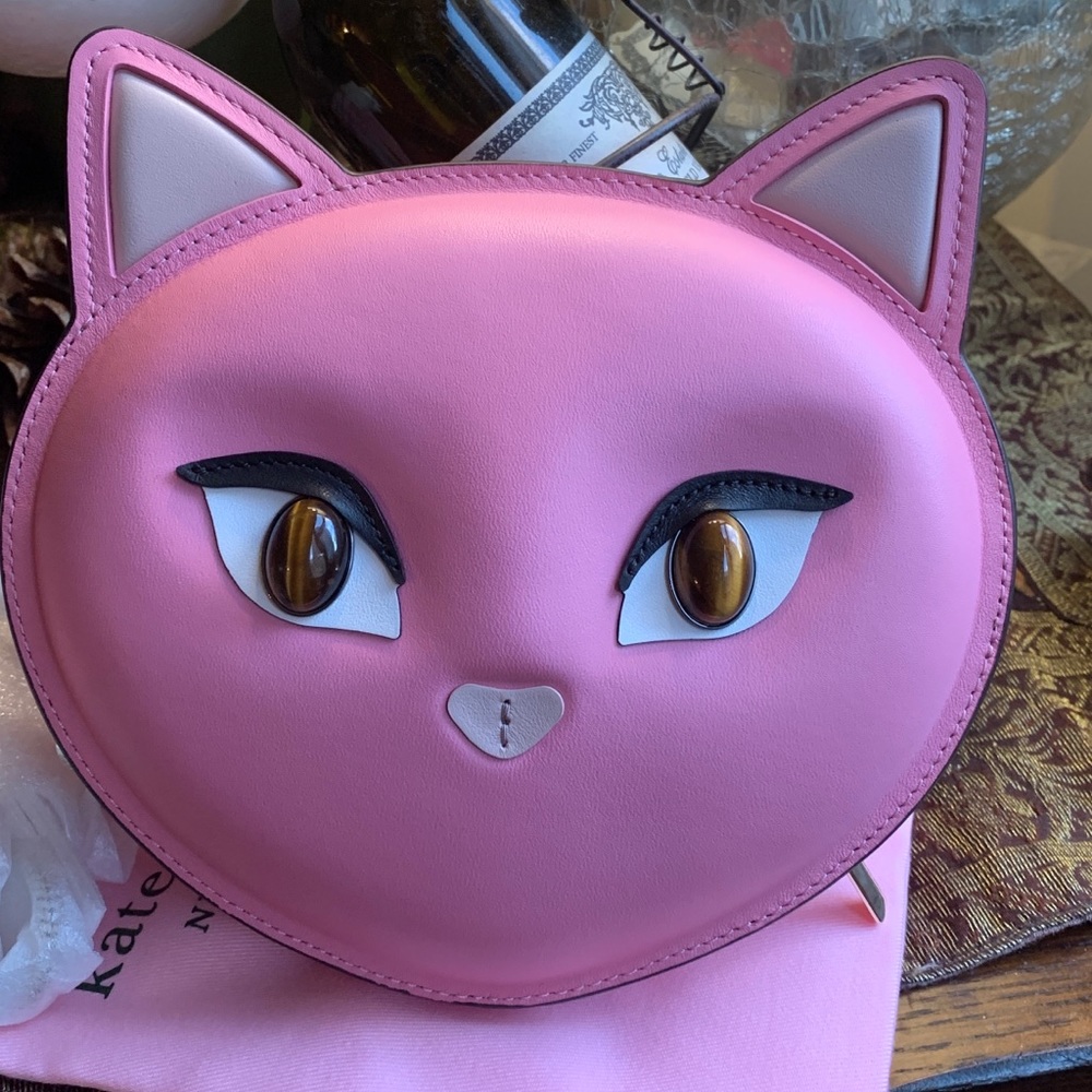 LIMITED ED🔥Authentic KATE SPADE Italian leather Cat zip top crossbody/Clutch - Picture 1 of 13